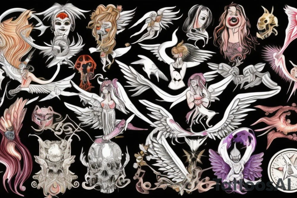 Angel fighting demons tattoo idea