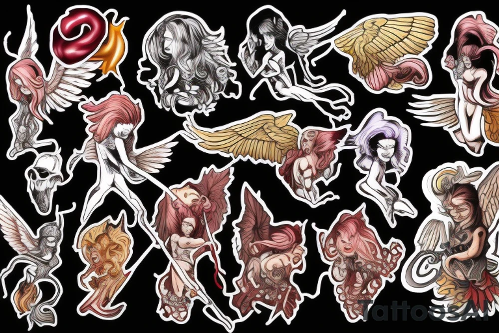 Angel fighting demons tattoo idea