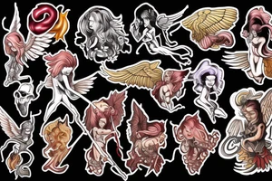 Angel fighting demons tattoo idea