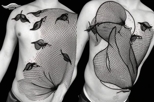 Fishing net with Silberpflanze tattoo idea