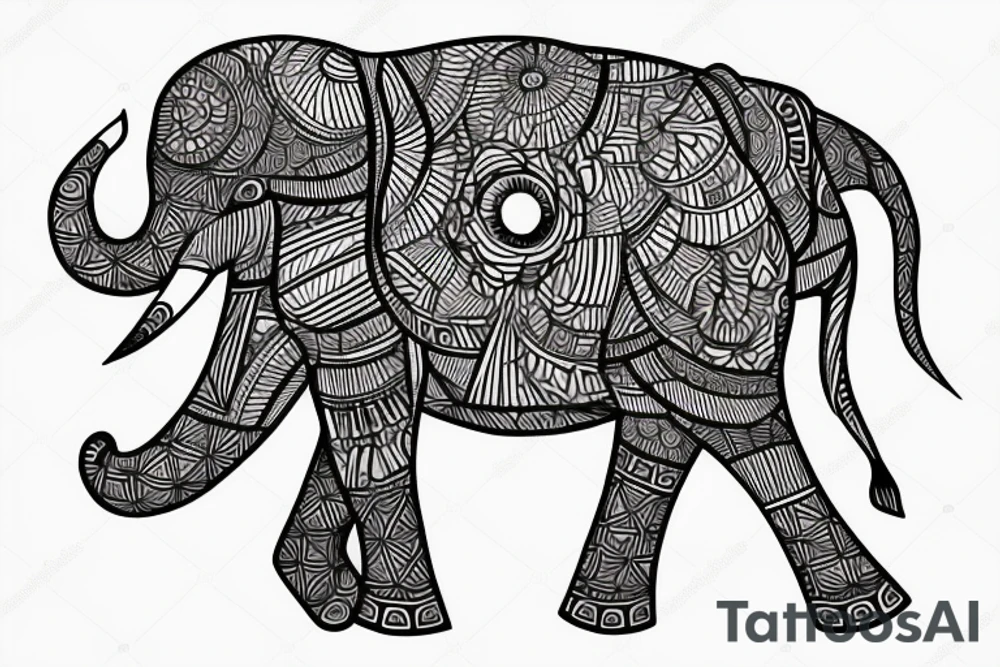 Elephant. Geometric. Fine Line. tattoo idea
