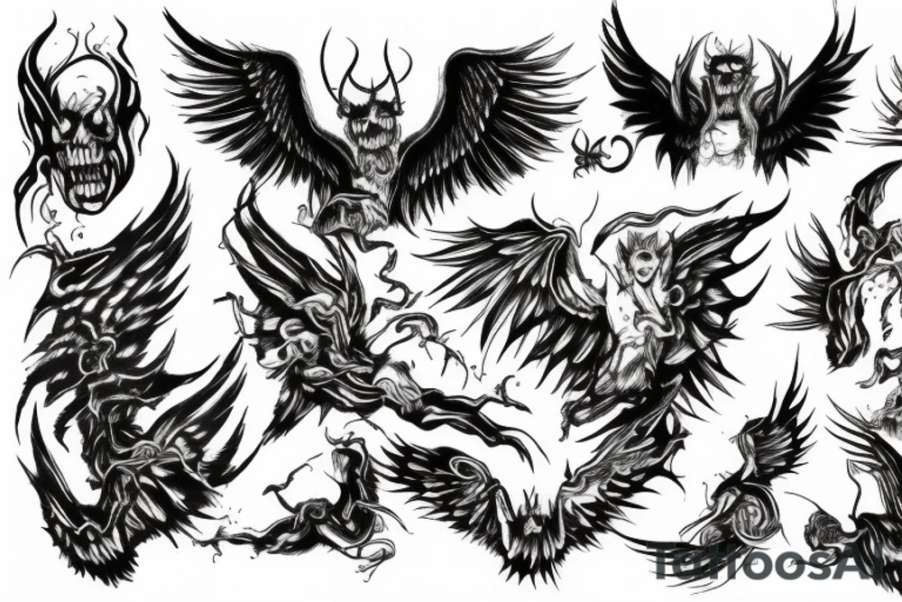 LUCIFER FALLING FROM HELL tattoo idea