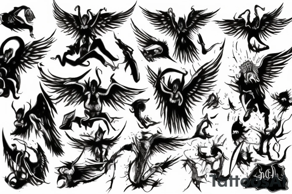 LUCIFER FALLING FROM HELL tattoo idea