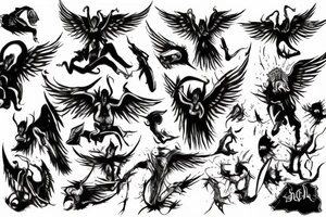 LUCIFER FALLING FROM HELL tattoo idea