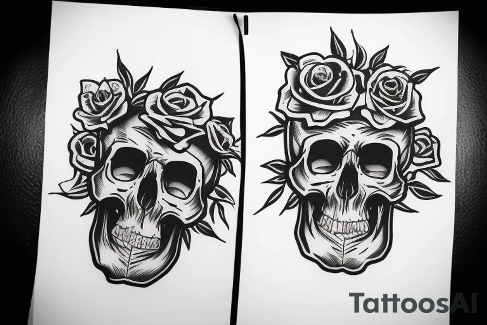 ROSE ON A SKULL tattoo idea