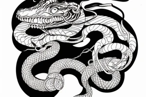 Snake coming out of a bull skull arm sleeve tattoo idea