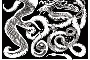Snake coming out of a bull skull arm sleeve tattoo idea