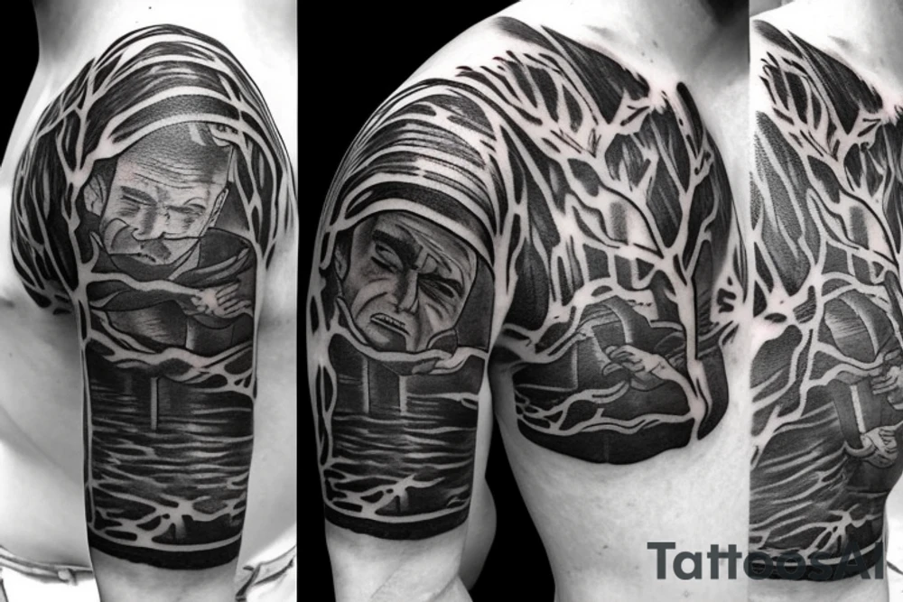 Thinking man on a family tree tattoo idea