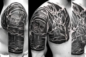 Thinking man on a family tree tattoo idea