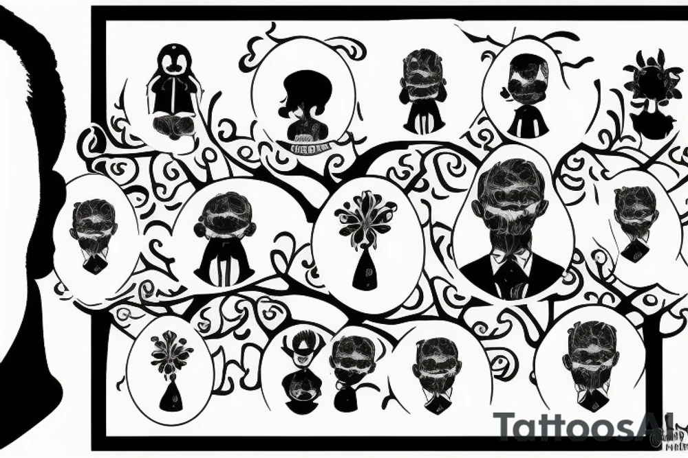 Thinking man on a family tree tattoo idea