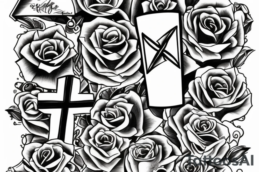 coffin with a cross tattoo idea