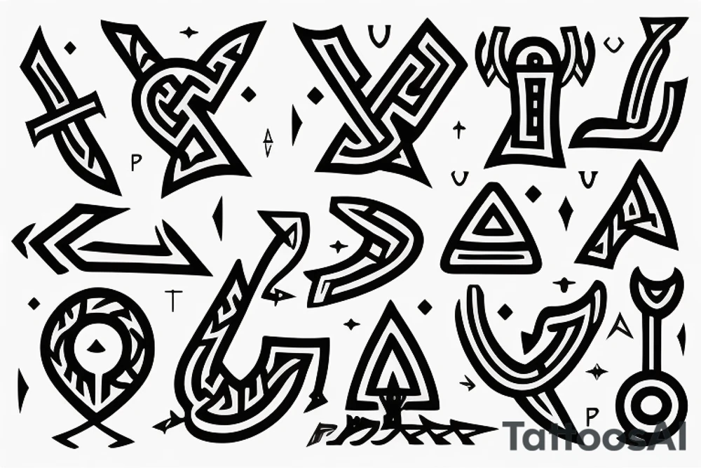 nordic/viking style rune in a shape of an arrow poining up tattoo idea