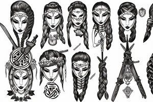 Pagan women with braid ad axe tattoo idea