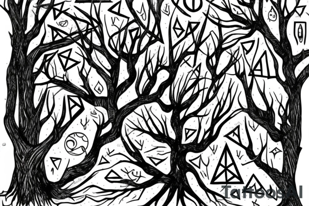 A dead tree with a triangle tattoo idea