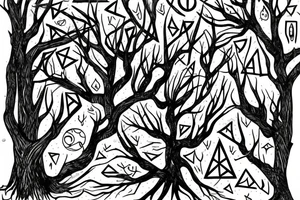 A dead tree with a triangle tattoo idea