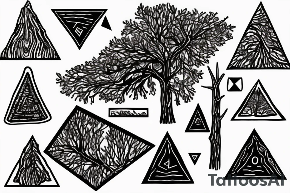 A dead tree with a triangle tattoo idea