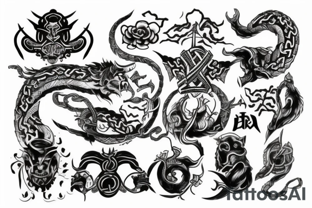 viking style tattoo with chinese tattoo elements tattoo idea viking style tattoo with chinese tattoo elements tattoo idea