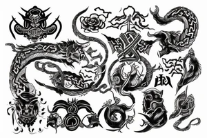 viking style tattoo with chinese tattoo elements tattoo idea
