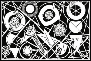 dagger surrounded by a circle and a rectangle tattoo idea