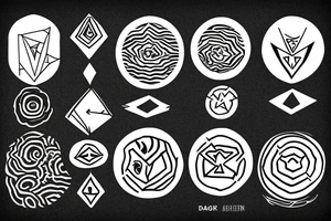 dagger surrounded by a circle and a rectangle tattoo idea