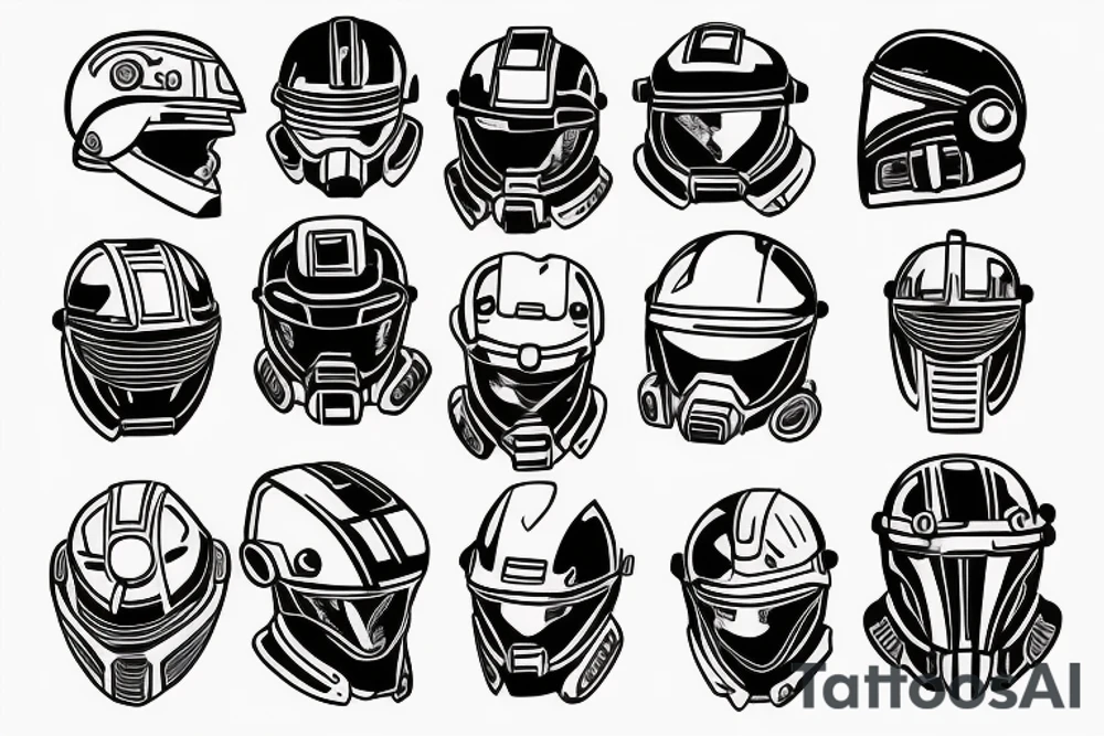 Master Chief Helmet Black tattoo idea