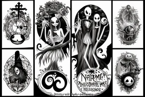 nightmare before christmas with religious theme tattoo idea