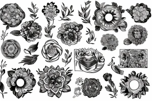 Lower back with flowers and portals tattoo idea