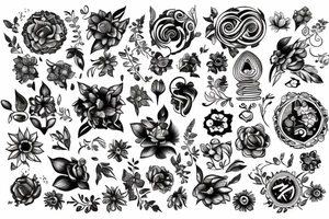 Lower back with flowers and portals tattoo idea