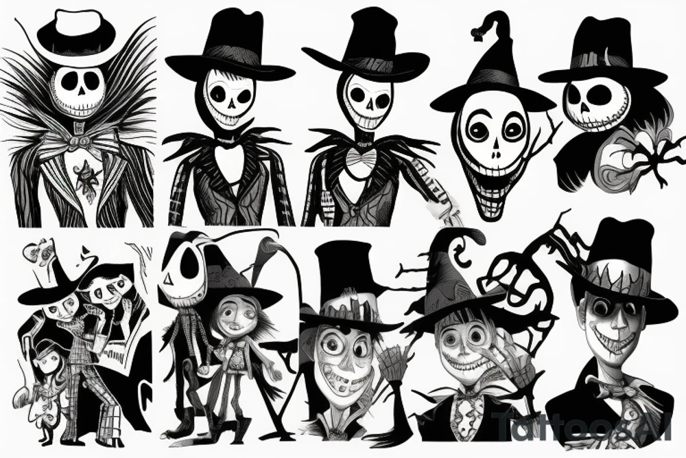nightmare before christmas themed sheriff woody tattoo idea