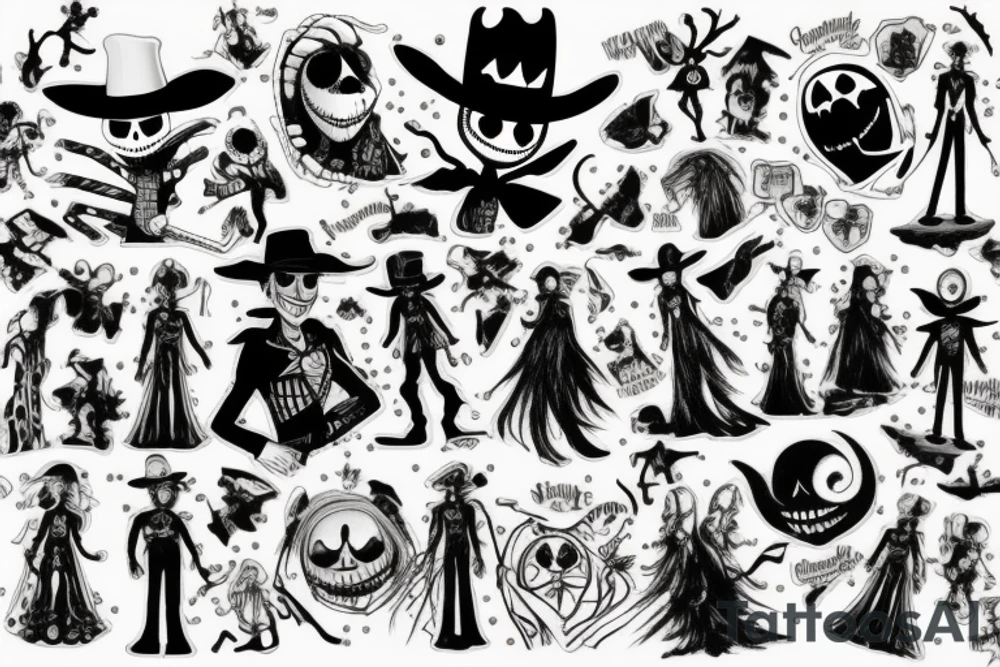 nightmare before christmas themed sheriff woody tattoo idea