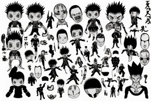 gon from hunter x hunter with pinhead face tattoo idea