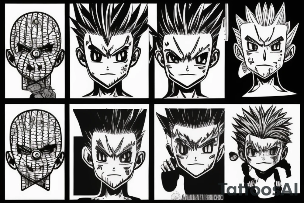 gon from hunter x hunter with pinhead face tattoo idea