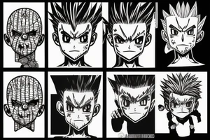 gon from hunter x hunter with pinhead face tattoo idea