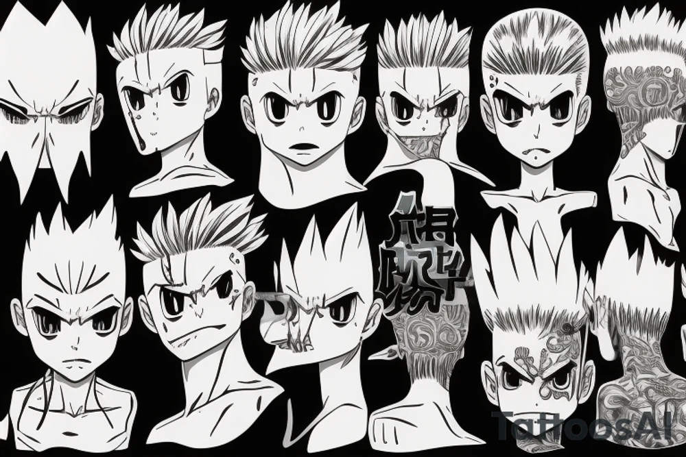 gon from hunter x hunter with pinhead face tattoo idea