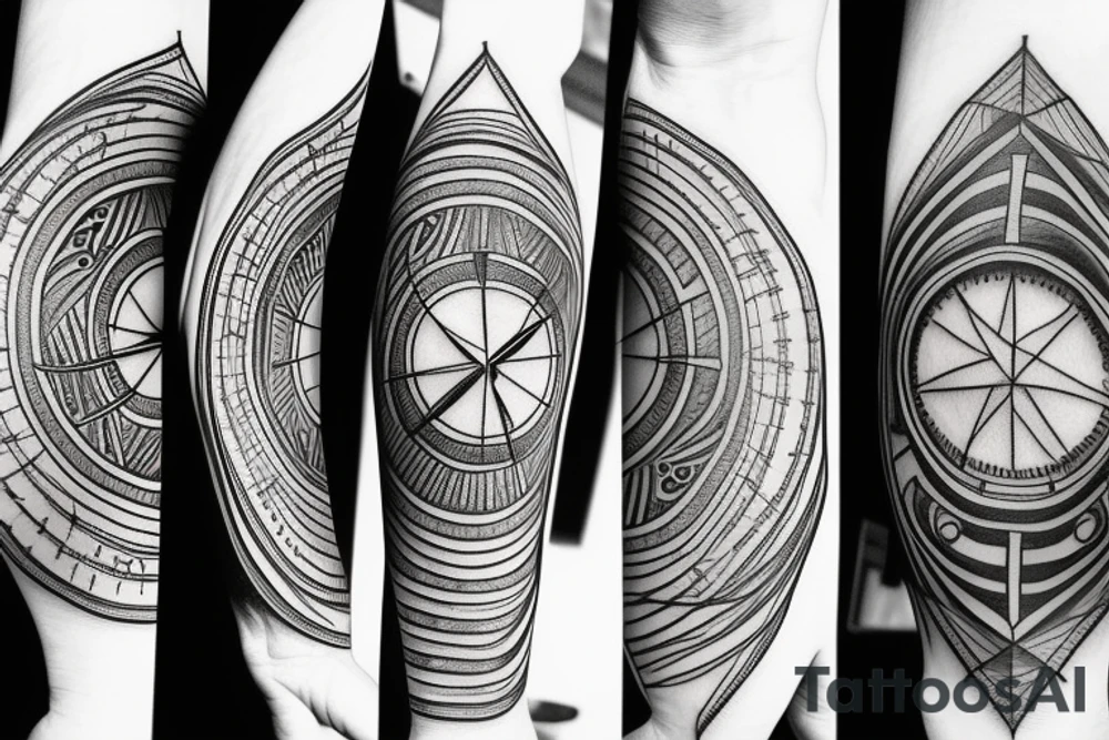 half compass and half clock tattoo idea