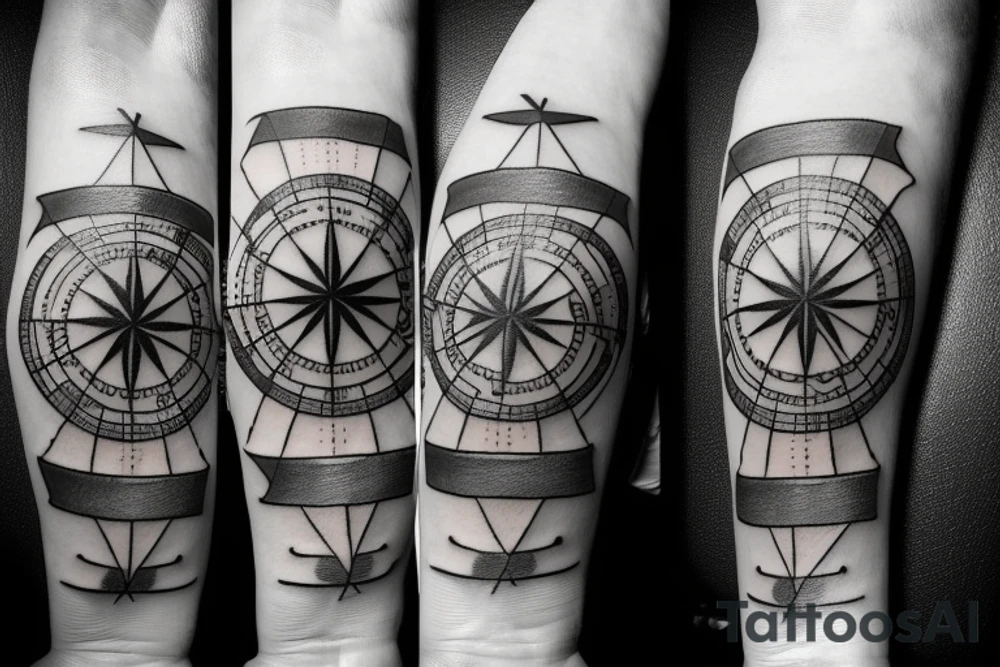 half compass and half clock tattoo idea