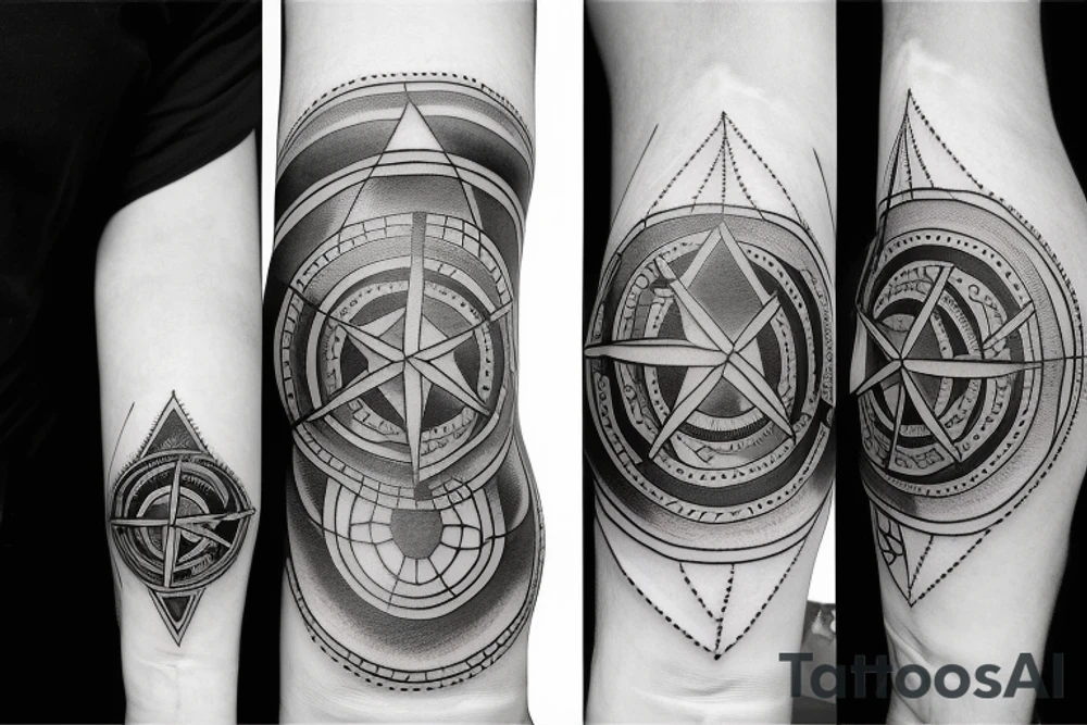 half compass and half clock tattoo idea