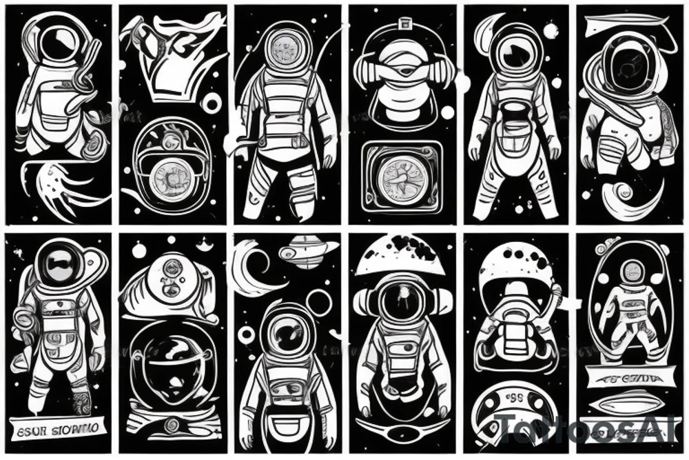 Spaceman and scuba diver hand in hand tattoo idea