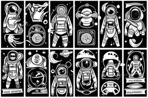 Spaceman and scuba diver hand in hand tattoo idea