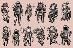 Spaceman and scuba diver hand in hand tattoo idea