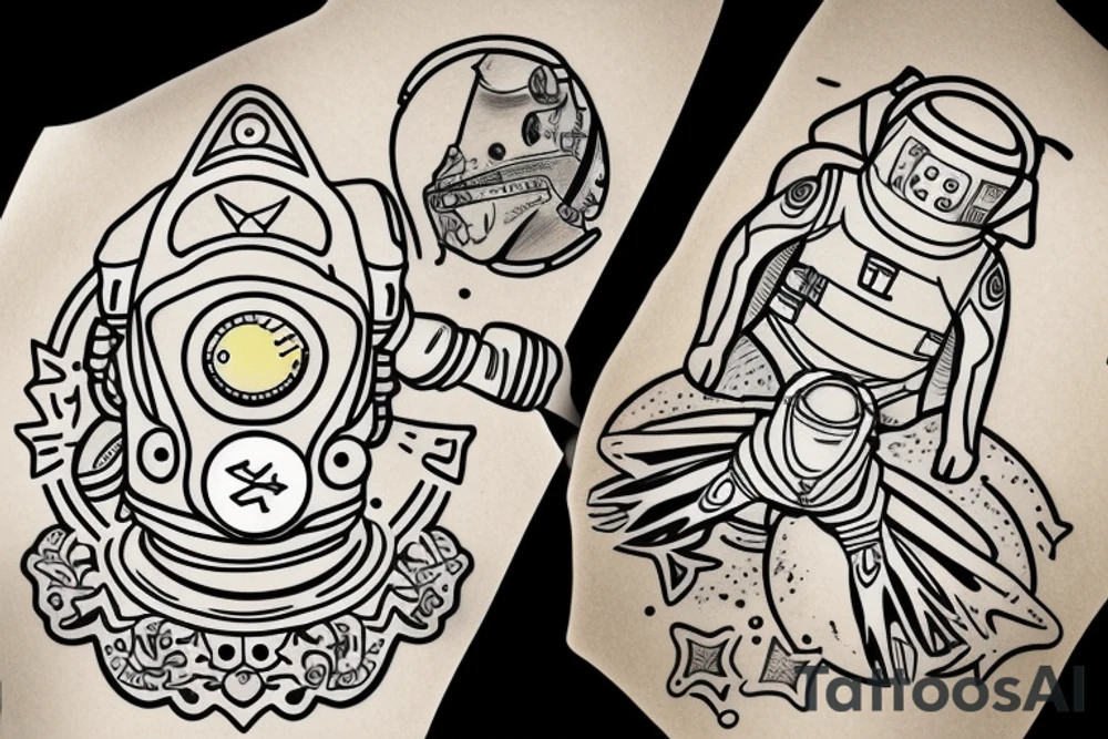 Spaceman and scuba diver tattoo idea