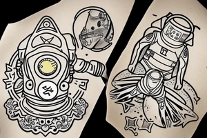 Spaceman and scuba diver tattoo idea