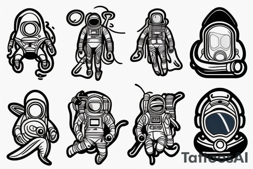 Spaceman and scuba diver tattoo idea