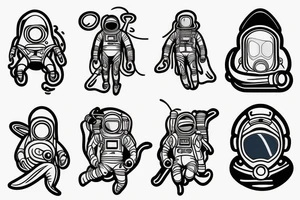 Spaceman and scuba diver tattoo idea