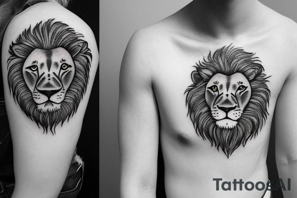 lion cub on chest to cover birthmark tattoo idea