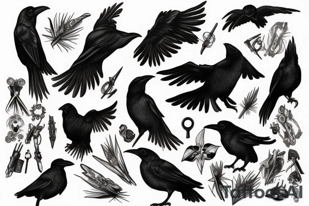 balck raven tattoo idea