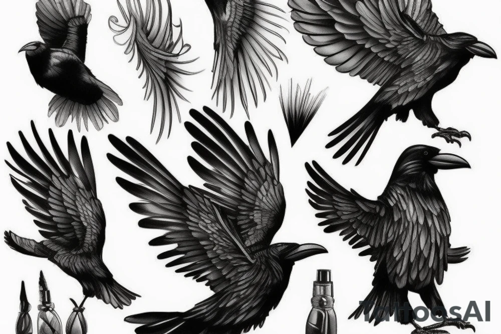 black raven tattoo idea