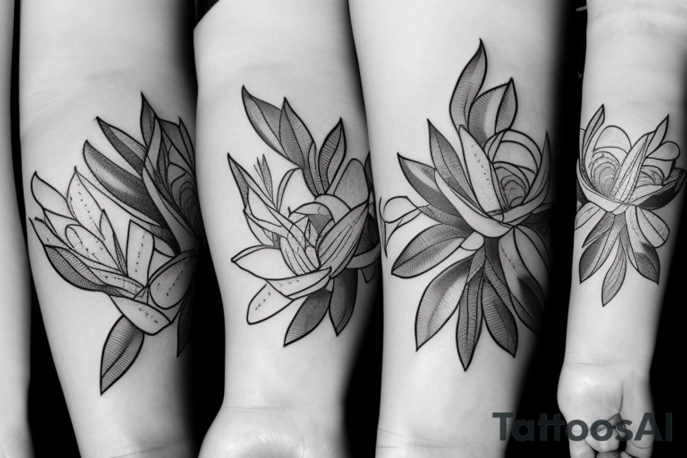magnolia fin avec petites herbes tattoo idea
