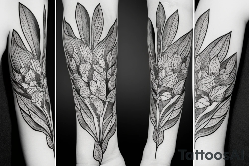 magnolia fin avec petites herbes tattoo idea