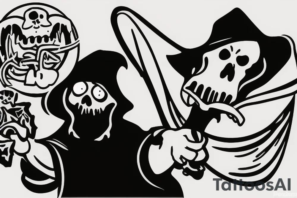 Grim reaper holding Peter Griffen head tattoo idea